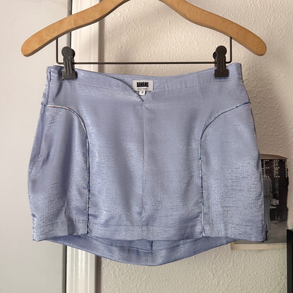DAWANG lilac lavender periwinkle satin micro mini skirt